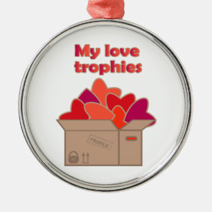 My love trophies in box full of Valentines hearts Metal Tree Decoration