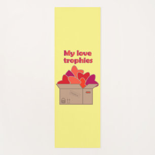 My love trophies in box full of Valentines hearts Yoga Mat