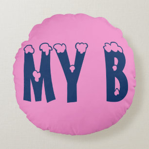 My Lovely Baby Pink Princess Monogram Design Art Round Cushion