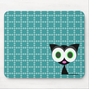 My Lucky Black Cat Blue Patterned Mousepad