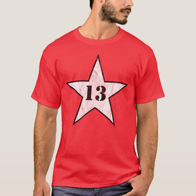 My Lucky Number Star - Number 13 - v2(vint. white) T-Shirt (Front)