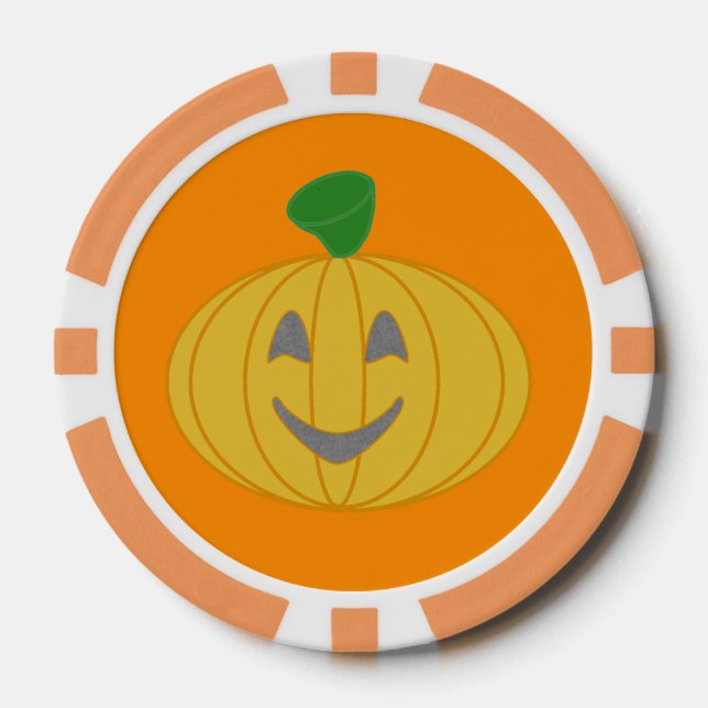 My Lucky Orange Pumpkin Halloween Party Poker Chip (Front)