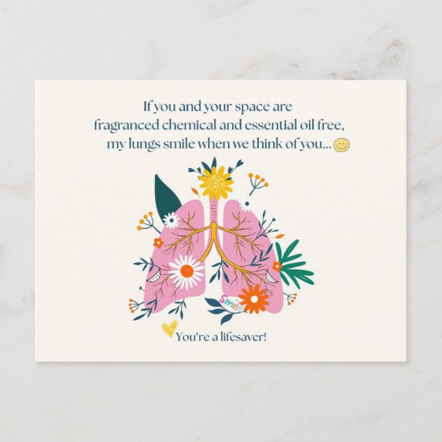 My Lungs Smile When We Think of You Postcard (Front)
