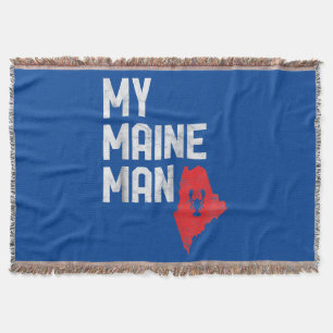 My Maine Man Funny Lobster Red Gift Lover Throw Blanket