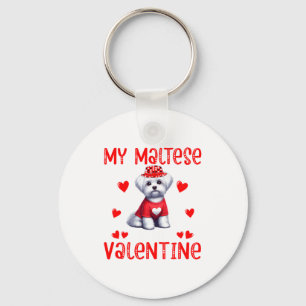 My Maltese Is My Valentine Hearts Costume Single O Key Ring