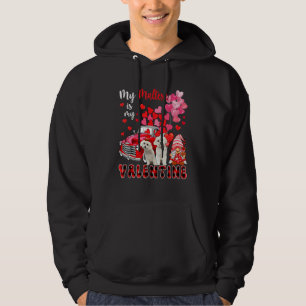My Maltese Is My Valentine Two Dogs With Gnome Pic Hoodie
