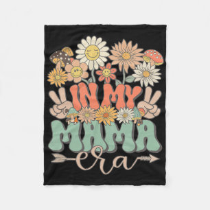 My Mama Era Floral Hippie Groovy Retro Daisy Mothe Fleece Blanket