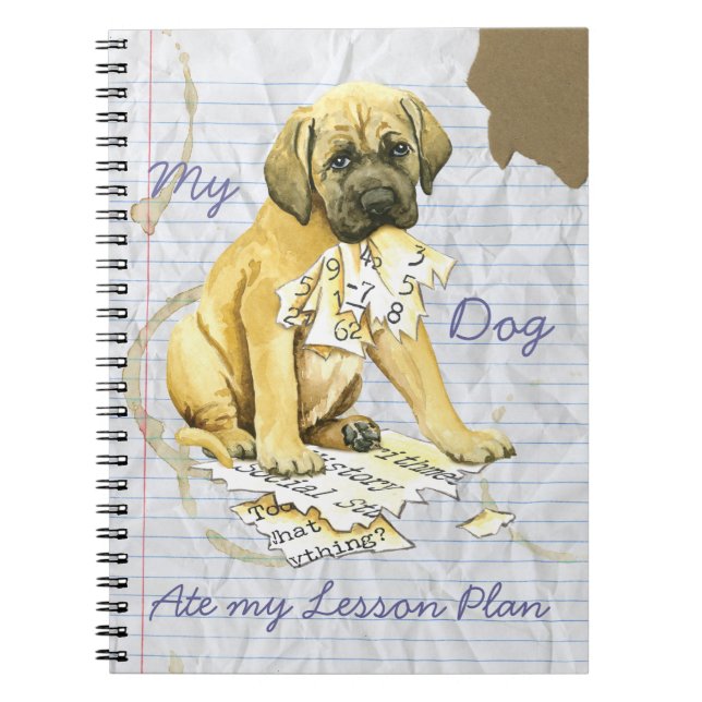 My Mastiff Ate my Lesson Plan Spiral Notebook (Front)