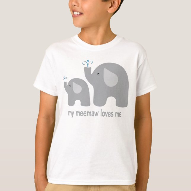 My Meemaw Loves Me - Elephant Shirt for Kids (Front)