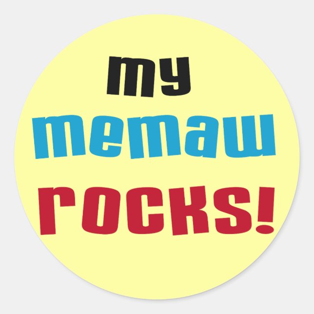 My Memaw Rocks T-shirts and Gifts Classic Round Sticker (Front)