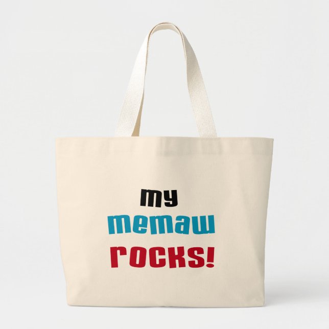 My Memaw Rocks T-shirts and Gifts Large Tote Bag (Front)