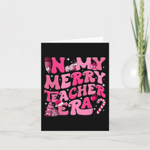 My Merry Teacher Era Retro Groovy Teacher Christma Card
