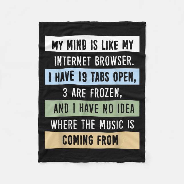 My Mind Is Like A Internet Browser  Fleece Blanket (Front)