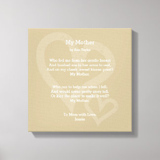 My Mother - Poem, Canvas Print