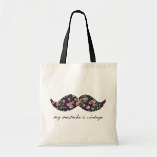 My Moustache is Floral Vintage Tote Bag