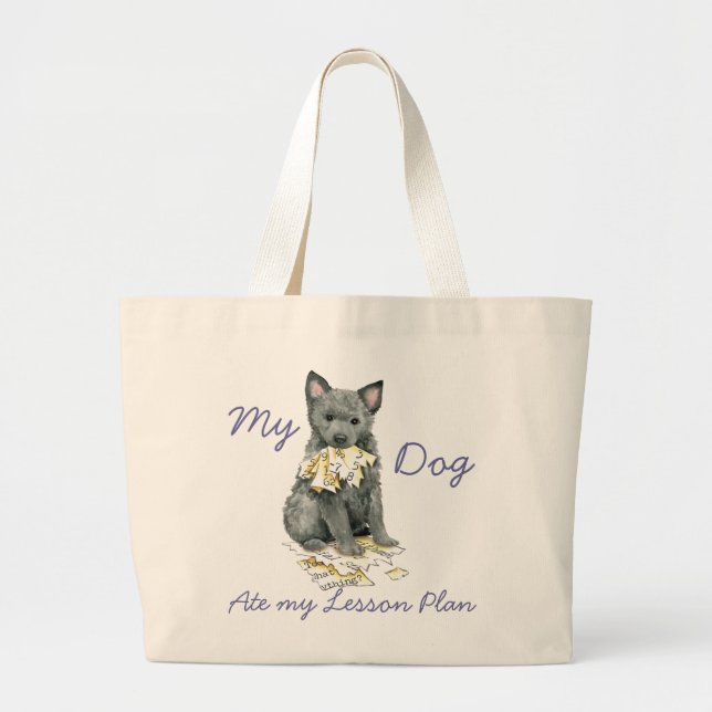 My Mudi Ate My Lesson Plan Large Tote Bag (Front)