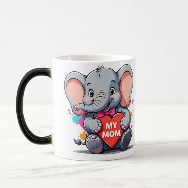 my mum - elephant art magic mug (Left)