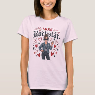 My Mum is a Rockstar" Trendy Cool Mother Graphic T-Shirt