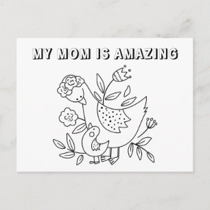 My Mum is Amazing - Colouring Postcard for Kids