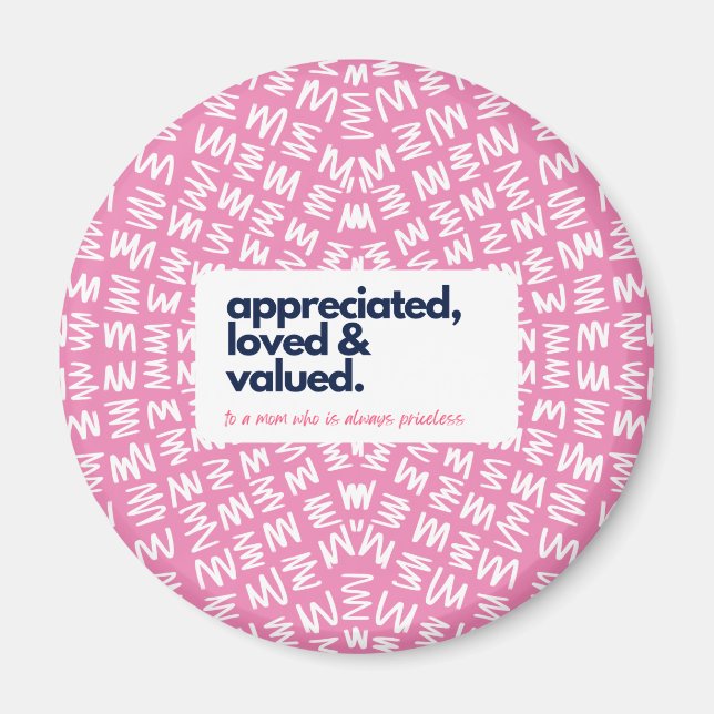 My Mum is Priceless-Appreciated, Loved & Valued Magnet (Front)