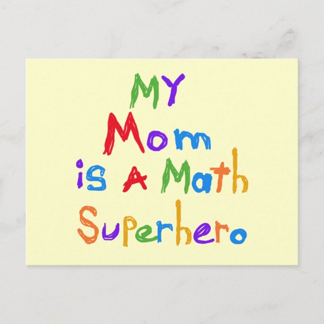 My Mum Math Superhero T-shirts and Gifts Postcard (Front)