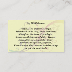 My Mum Resume Calling Card flourish