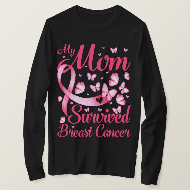 My Mum Survived Breast Cancer Awareness Survivor T-Shirt (Design Front)