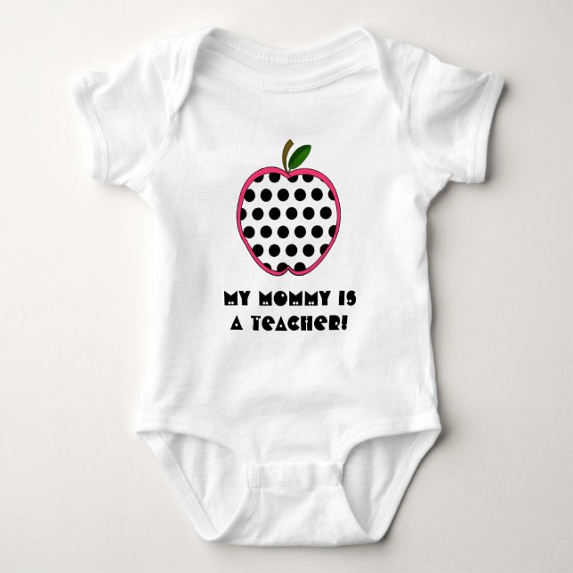 My Mummy is a Teacher Shirt - Polka Dot Apple (Front)