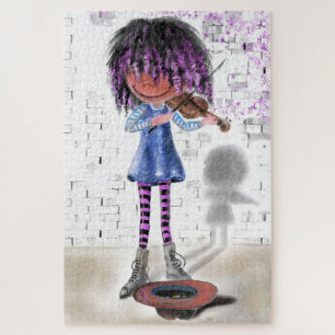 My Music - The Little Violinist - Cute Girl Jigsaw Puzzle