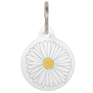 My Name is Daisy Dog White Yellow Flower Floral Pet Tag