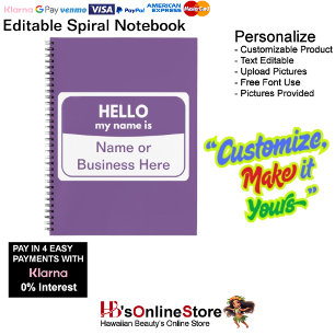 My Name Is Purple & White Spiral Notebook