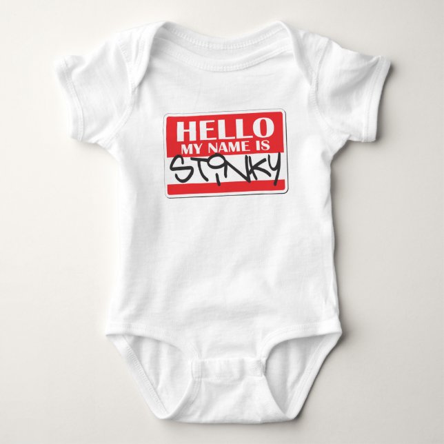 My name is stinky baby bodysuit (Front)