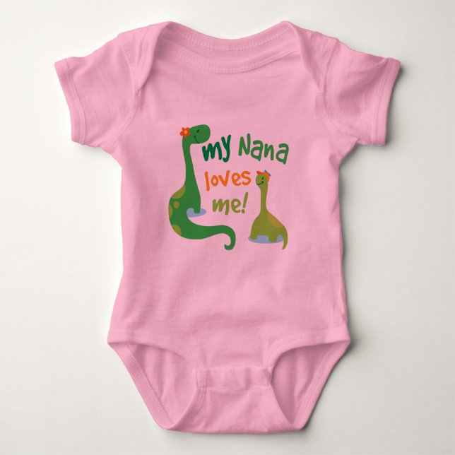 My Nana Loves Me Dinosaur Baby Bodysuit (Front)