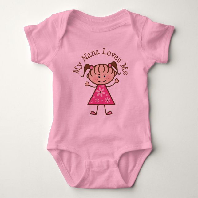 My Nana Loves Me Stick Figure Baby Bodysuit (Front)