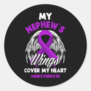 My Nephew's Wings Cover My Heart End Overdose Classic Round Sticker