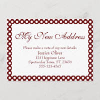 My New Address w/ Burgundy Red & White Polka Dots