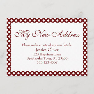 My New Address w/ Burgundy Red & White Polka Dots Enclosure Card