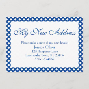 My New Address with Dark Blue & White Polka Dots Enclosure Card