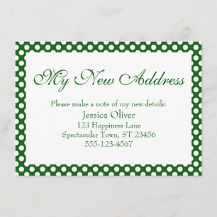 My New Address with Green and White Polka Dots Enclosure Card