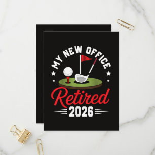 My New Office Retired 2026 Golf Retirement Invitation Postcard