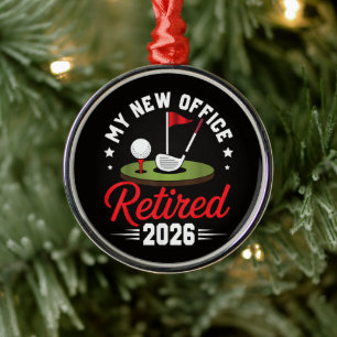My New Office Retired 2026 Golf Retirement Metal Tree Decoration