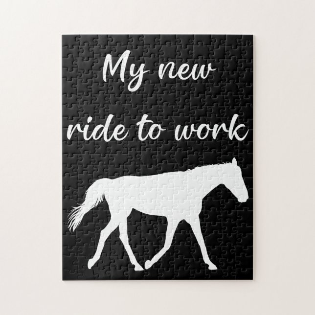 My New Ride To Work by Horse Funny Jigsaw Puzzle (Vertical)
