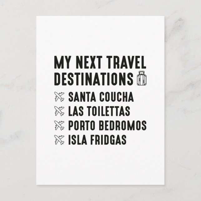 My Next Travel Destinations Postcard (Front)