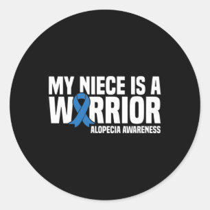 My Niece is a Warrior Blue Ribbon Alopecia Awarene Classic Round Sticker