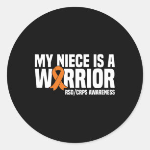 My Niece Is A Warrior Orange Ribbon Rsdcrps Awaren Classic Round Sticker