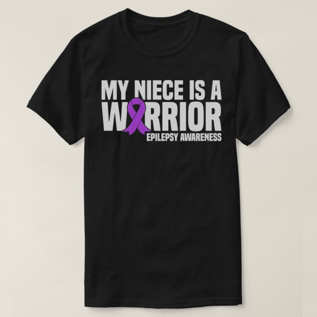 My Niece is a Warrior Purple Ribbon Epilepsy Aware T-Shirt (Design Front)