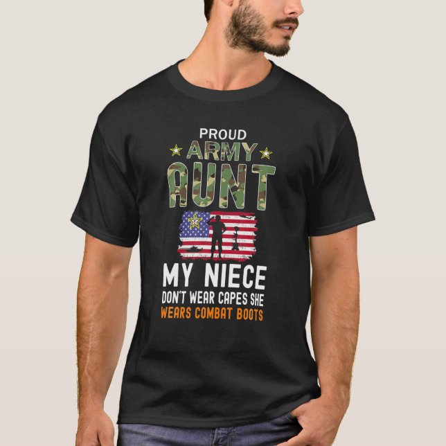 My Niece Wears Combat Boots-Proud Army Aunt Camouf T-Shirt (Front)