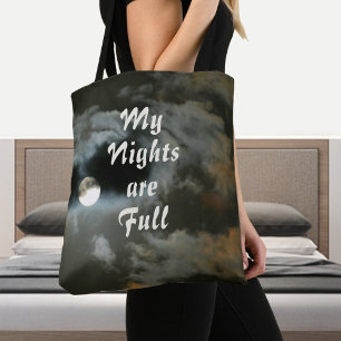 My Night's are Full Moon Night Sky Black Tote Bag