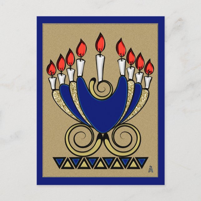 My 'Nora (Original Hanukkah Menorah Design) Holiday Postcard (Front)