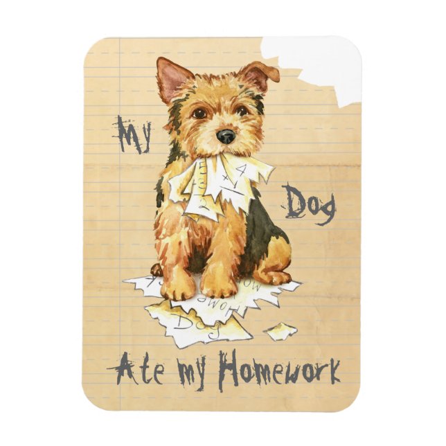 My Norwich Terrier Ate my Homework Magnet (Vertical)